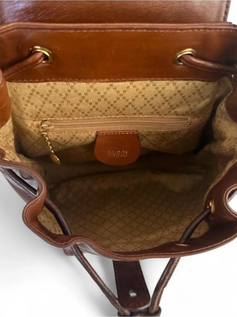 Gucci Cognac/Brown Leather Bamboo Mini Backpack